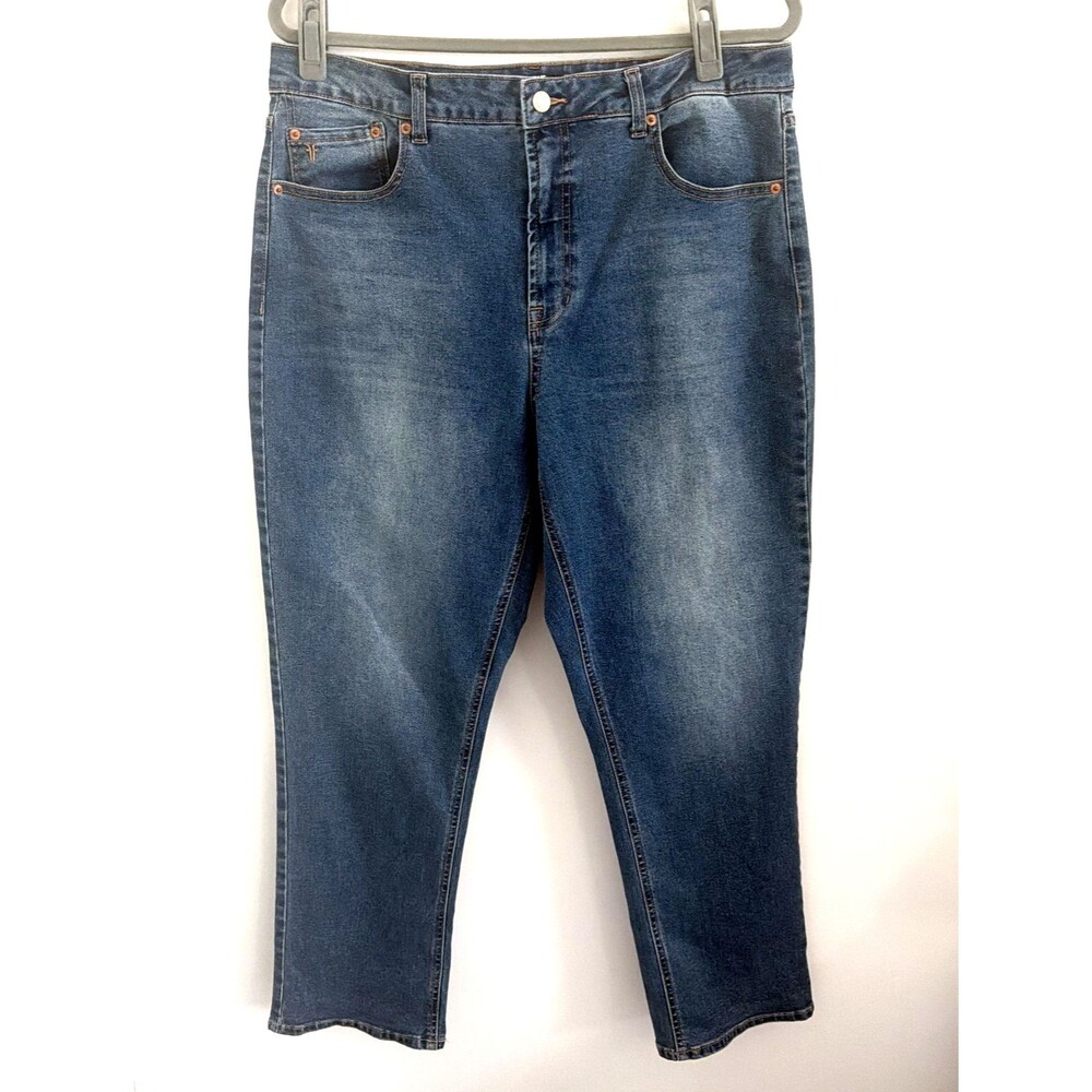 Frye Jeans Womens Sz 12 31 Medium Blue High Rise Straight Leg Stretch Crop Ankle